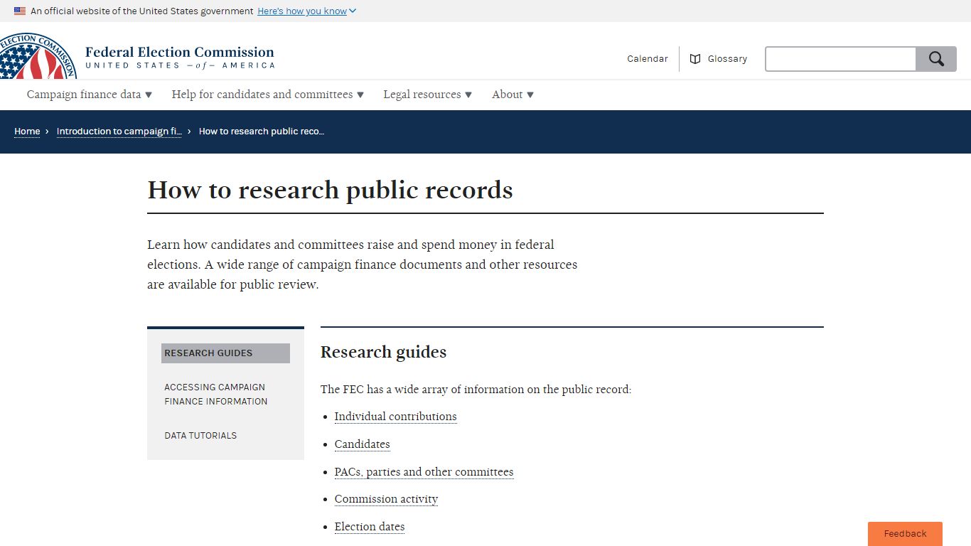 FEC | How to research public records